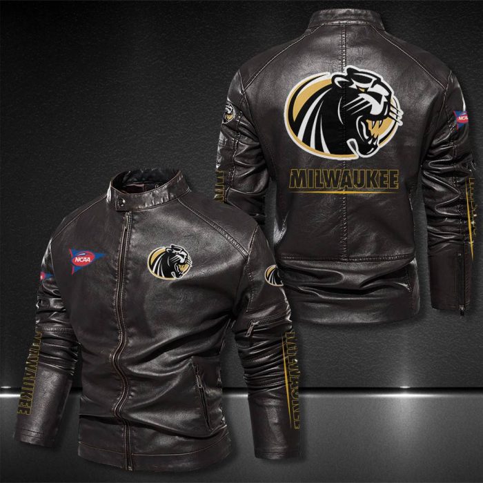 Milwaukee Panthers Motor Collar Leather Jacket For Biker Racer