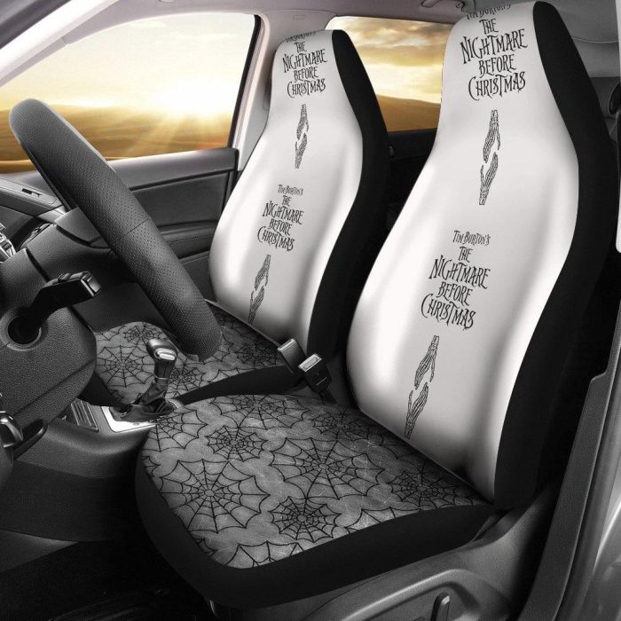 Nightmare Before Christmas Car Seat Covers - Car Accessories - NBC Text Black White Seat Covers