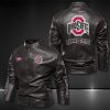 Ohio State Buckeyes Motor Collar Leather Jacket For Biker Racer