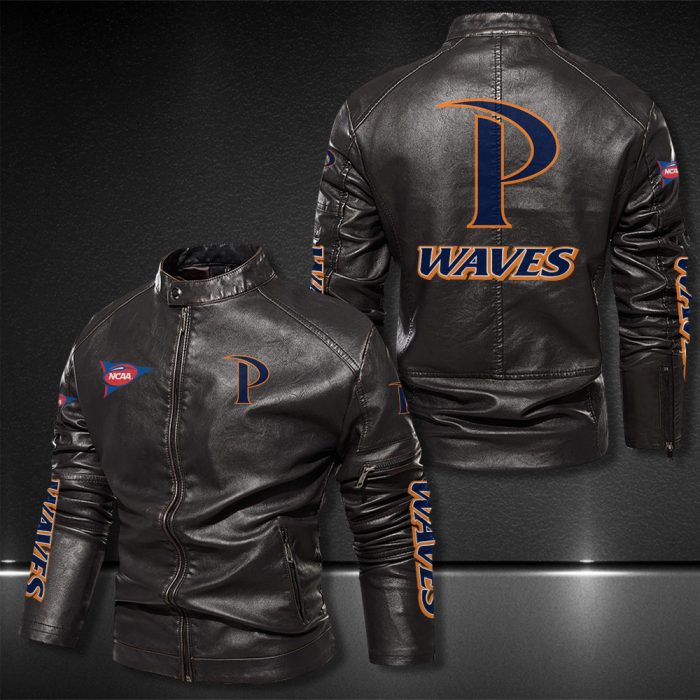 Pepperdine Waves Motor Collar Leather Jacket For Biker Racer
