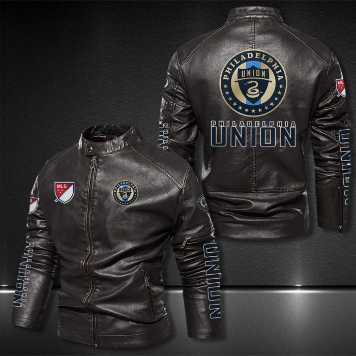 Philadelphia Union Motor Collar Leather Jacket For Biker Racer