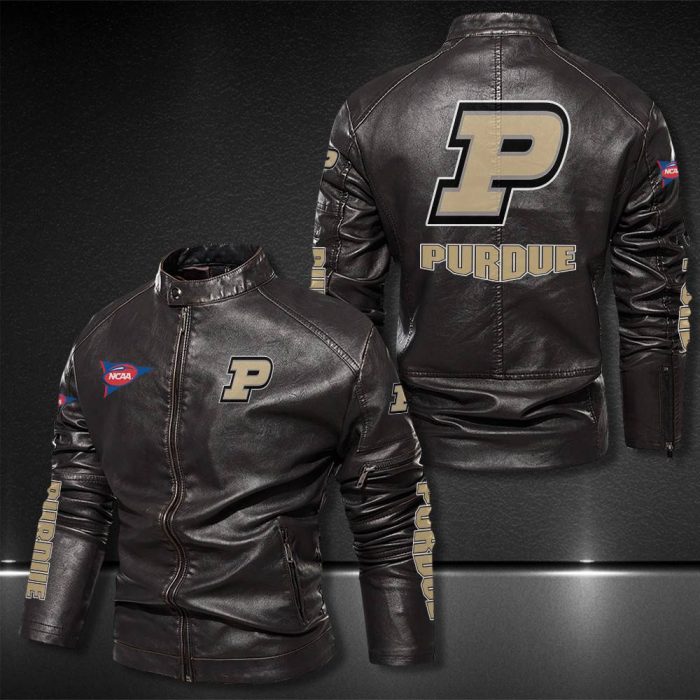 Purdue Boilermakers Motor Collar Leather Jacket For Biker Racer