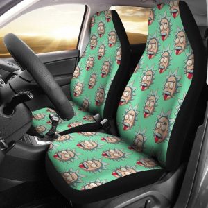 Rick And Morty Car Seat Covers - Car Accessories - Einstein Rick Head Patterns Rickstein Green Seat Covers