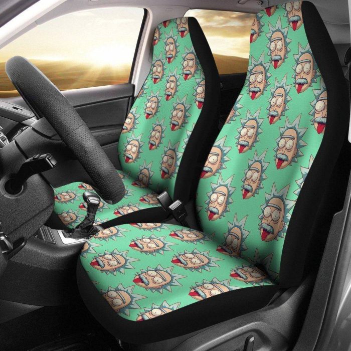 Rick And Morty Car Seat Covers - Car Accessories - Einstein Rick Head Patterns Rickstein Green Seat Covers