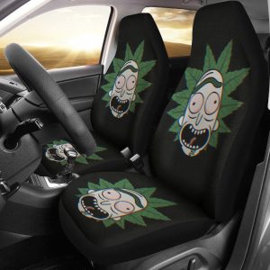 Rick And Morty Car Seat Covers - Car Accessories - Rick Weed Head Black Seat Covers