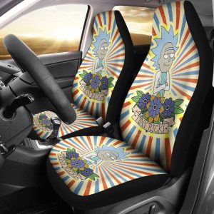 Rick And Morty Car Seat Covers - Car Accessories - Tiny Rick Flowers Retro Seat Covers