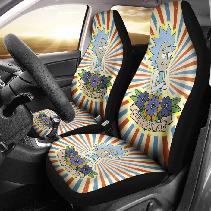 Rick And Morty Car Seat Covers - Car Accessories - Tiny Rick Flowers Retro Seat Covers