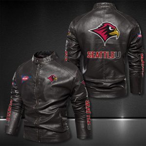 Seattle U Redhawks Motor Collar Leather Jacket For Biker Racer