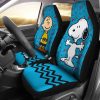Snoopy Car Seat Covers - Car Accessories - Charlie & Snoopy Aqua Blue Color Cartoon Car Seat Covers - Car Accessories