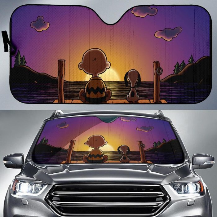 Snoopy Sunset Car Sun Shade