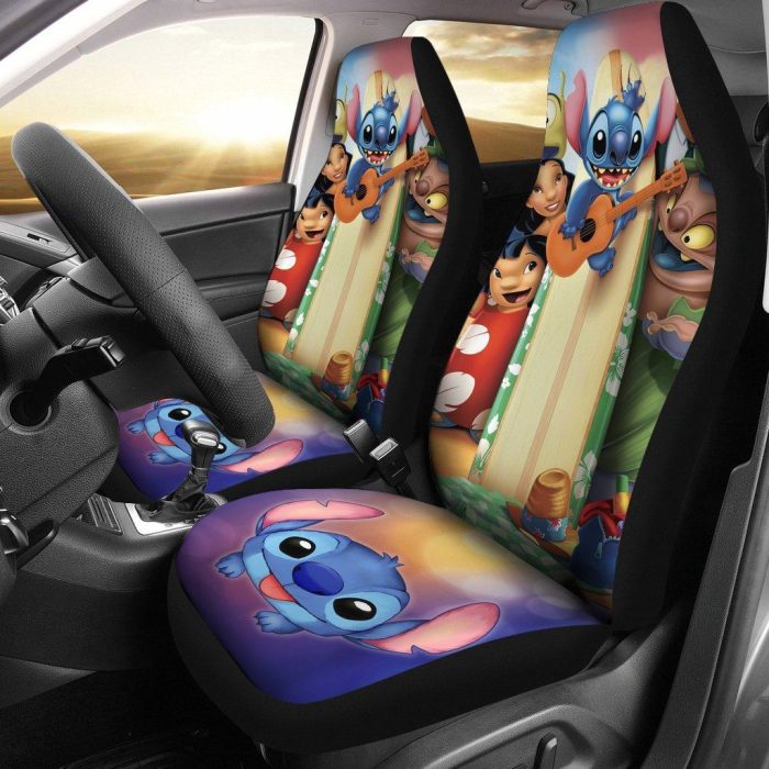 Stitch And Friends Car Seat Covers - Car Accessories DN Cartoon Fan Gift