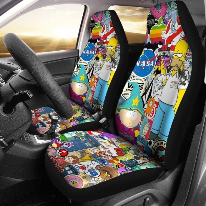 The Simpsons Adventure Time Car Seat Covers - Car Accessories