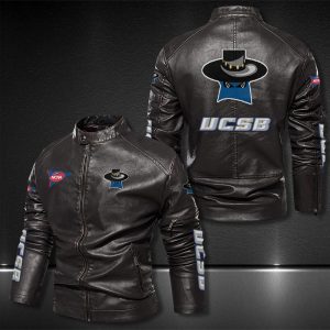 Uc Santa Barbara Gauchos Motor Collar Leather Jacket For Biker Racer