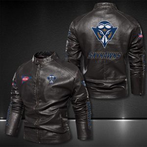 Ut Martin Skyhawks Motor Collar Leather Jacket For Biker Racer