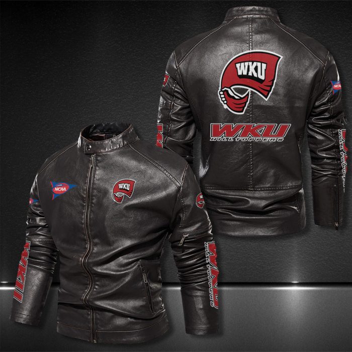 Western Kentucky Hilltoppers Motor Collar Leather Jacket For Biker Racer