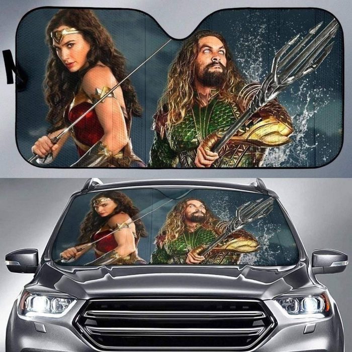 Wonder Woman & Aquaman Auto Sun Shade For Fan