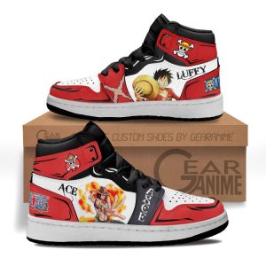 Ace and Luffy Kids Sneakers Custom Anime One Piece Kids Jordan 1 Shoes