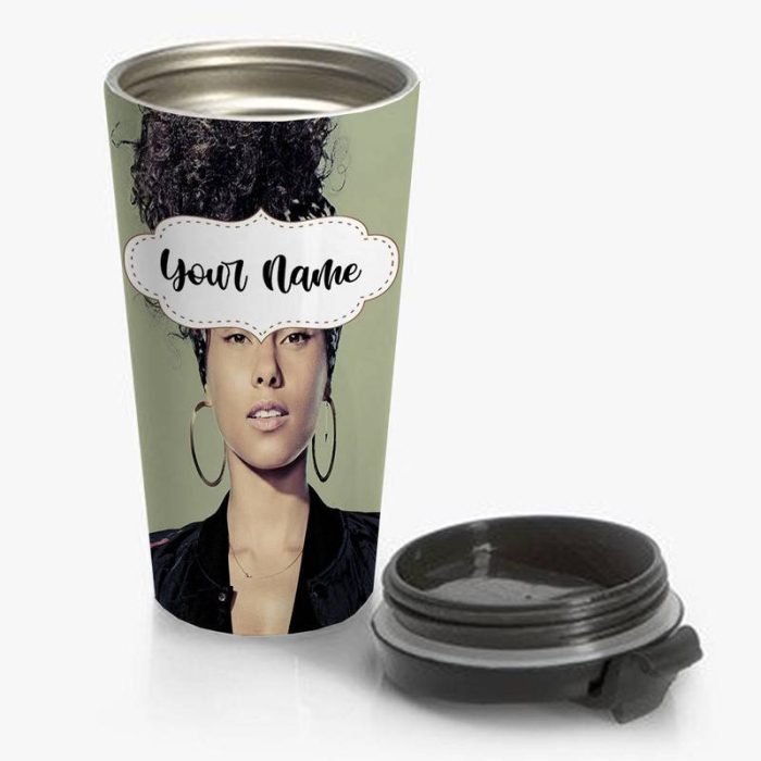 Alicia Keys Travel Mug Custom Personalized Name Stainless Steel Bottle