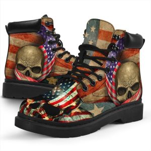 American Skull Boots American Flag Shoes Amazing Gift