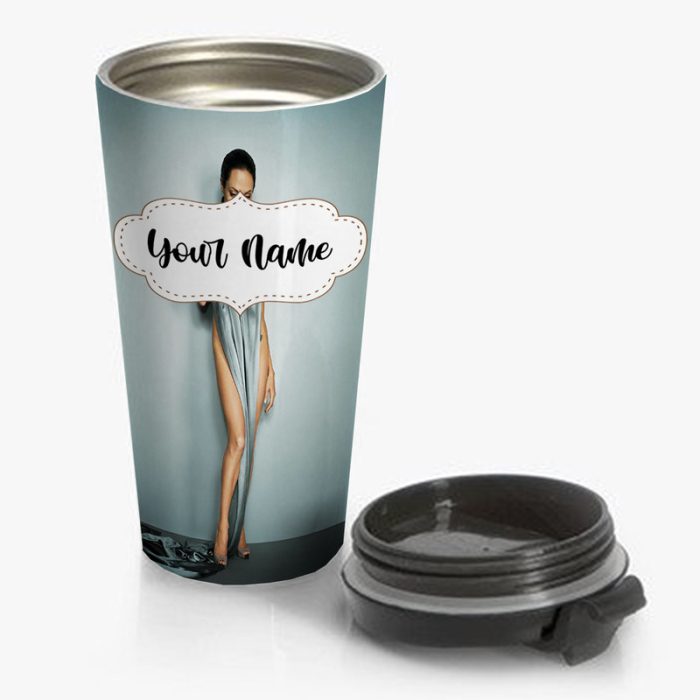 Angelina Jolie Hot Travel Mug Custom Personalized Name Stainless Steel Bottle