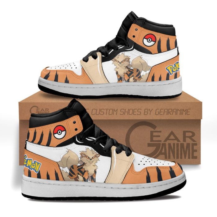 Arcanine Kids Sneakers Custom Anime Pokemon Kids Jordan 1 Shoes