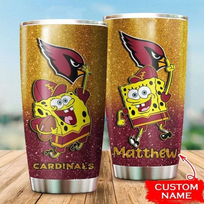 Arizona Cardinals Custom Name Spongebob Squarepants Tumbler TB2450