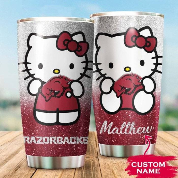 Arkansas Razorbacks Hello Kitty Custom Name Tumbler TB0064