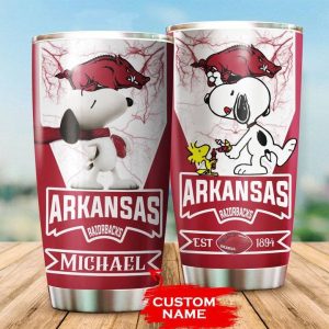 Arkansas Razorbacks Tumbler Snoopy NCAA Custom Name TB2258