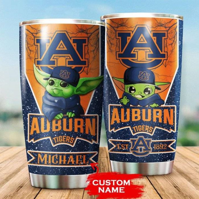 Auburn Tigers Tumbler Baby Yoda NCAA Custom Name TB0068