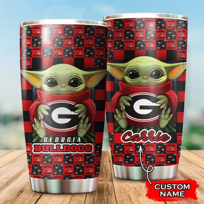 Baby Yoda Love Georgia Bulldogs Custom Name Tumbler 012 TB1256