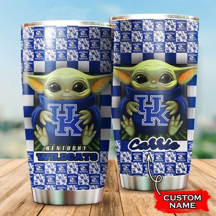 Baby Yoda Love Kentucky Wildcats Custom Name Tumbler 012 TB1536