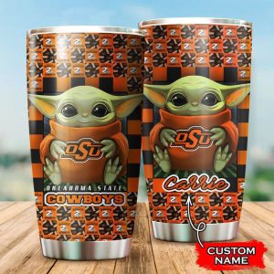 Baby Yoda Love Oklahoma State Cowboys Custom Name Tumbler 012 TB1497