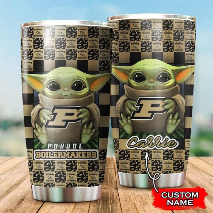 Baby Yoda Love Purdue Boilermakers Custom Name Tumbler 012 TB1328