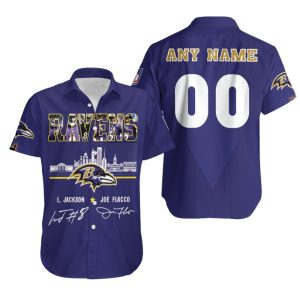 Baltimore Ravens Lamar Jackson Joe Flacco Legendary Captain Signature 3D Custom Name Number For Ravens Fans Hawaiian Shirt