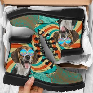 Beagle Dog Boots Funny Hippie Style Shoes