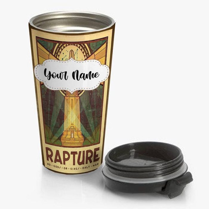 Bio Shock Rapture Tourism Travel Mug Custom Personalized Name Stainless Steel Bottle