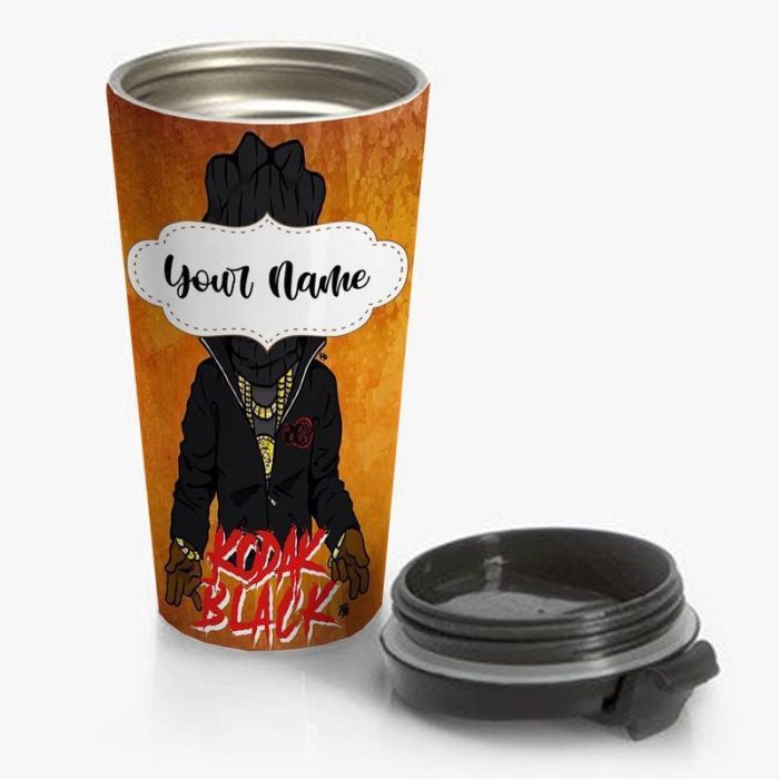 Black Cats Kodak Black Travel Mug Custom Personalized Name Stainless Steel Bottle