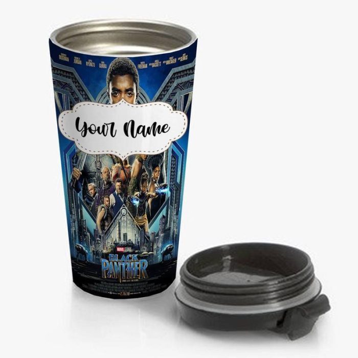 Black Panther Marvel Travel Mug Custom Personalized Name Stainless Steel Bottle