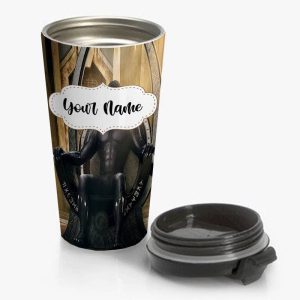 Black Panther Travel Mug Custom Personalized Name Stainless Steel Bottle