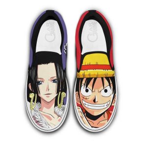 Boa Hancock and Luffy Slip On Shoes Custom Anime One Piece Shoes