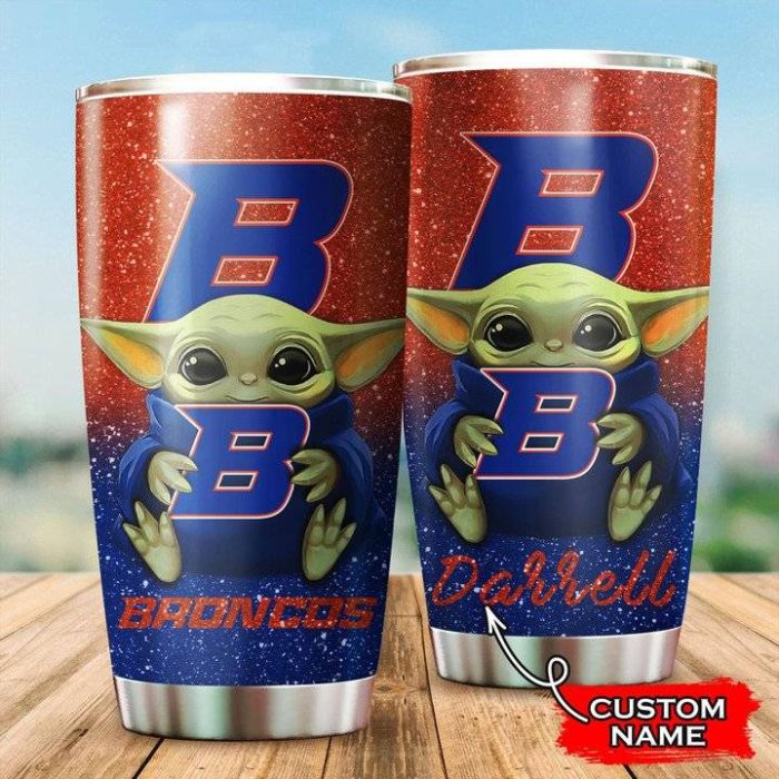 Boise State Broncos Baby Yoda Custom Name Tumbler TB0042