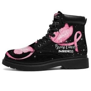 Breast Cancer Awareness Boots Ribbon Butterfly Shoes