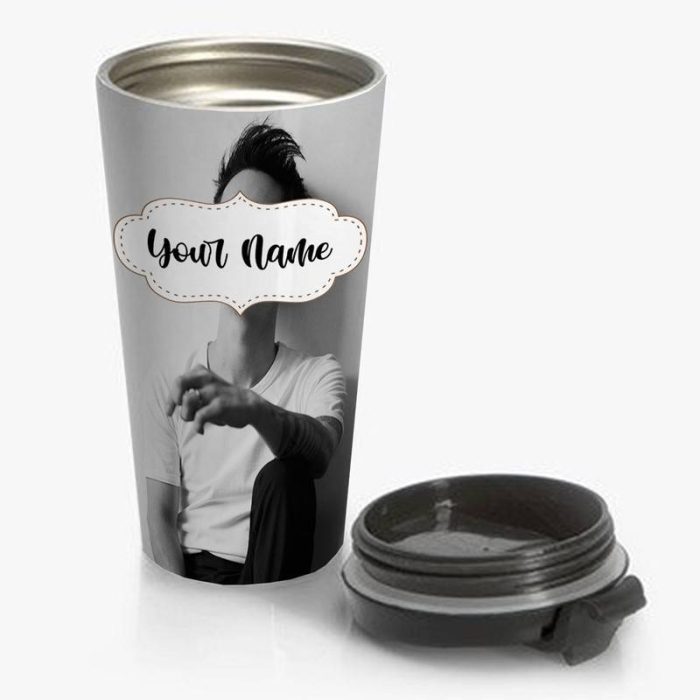 Brendon Urie Art Travel Mug Custom Personalized Name Stainless Steel Bottle