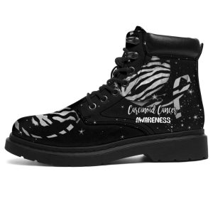 Carcinoid Cancer Awareness Boots Ribbon Butterfly Shoes