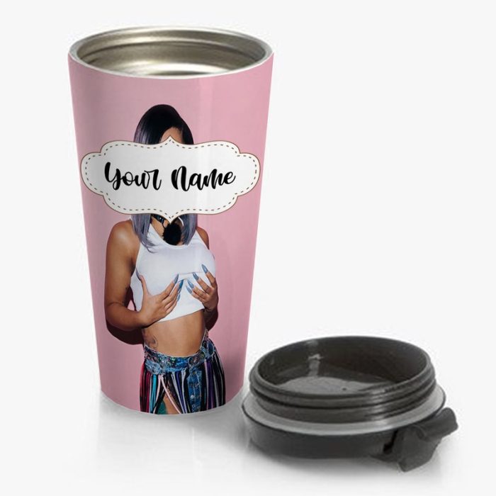 Cardi B Art Travel Mug Custom Personalized Name Stainless Steel Bottle