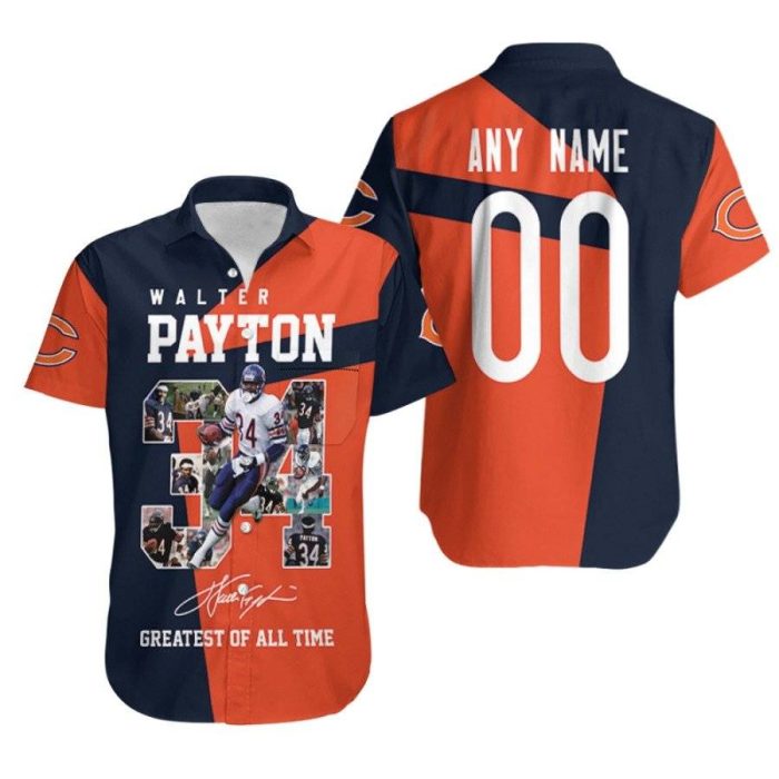 Chicago Bears Walter Payton 34 Greatest Of All Time NFL America Football 3D Custom Name Number For Bears Fans Hawaiian Shirt