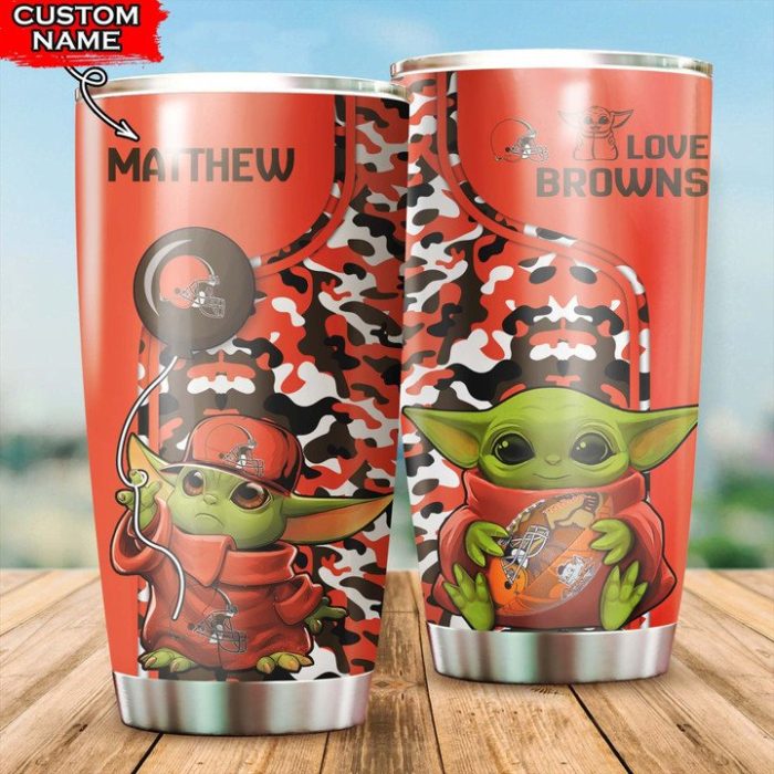 Cleveland Browns Tumbler Baby Yoda NFL Custom Name TB2141