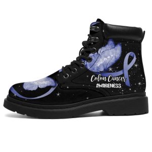 Colon Cancer Awareness Boots Ribbon Butterfly Shoes