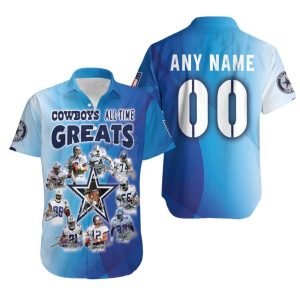 Dallas Cowboys All-Time Greats Legends Signatures NFL 3D Custom Name Number For Cowboys Fans Hawaiian Shirt