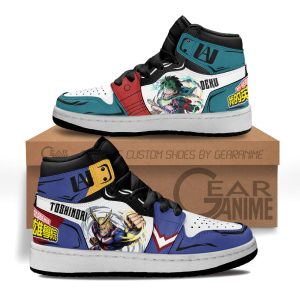 Deku and All Might Kids Sneakers Custom Anime My Hero Academia Kids Jordan 1 Shoes